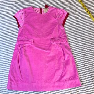 The Beaufort Bonnet Company Girls Pink Velvet Dress Red Bow Back Size 7 Holiday